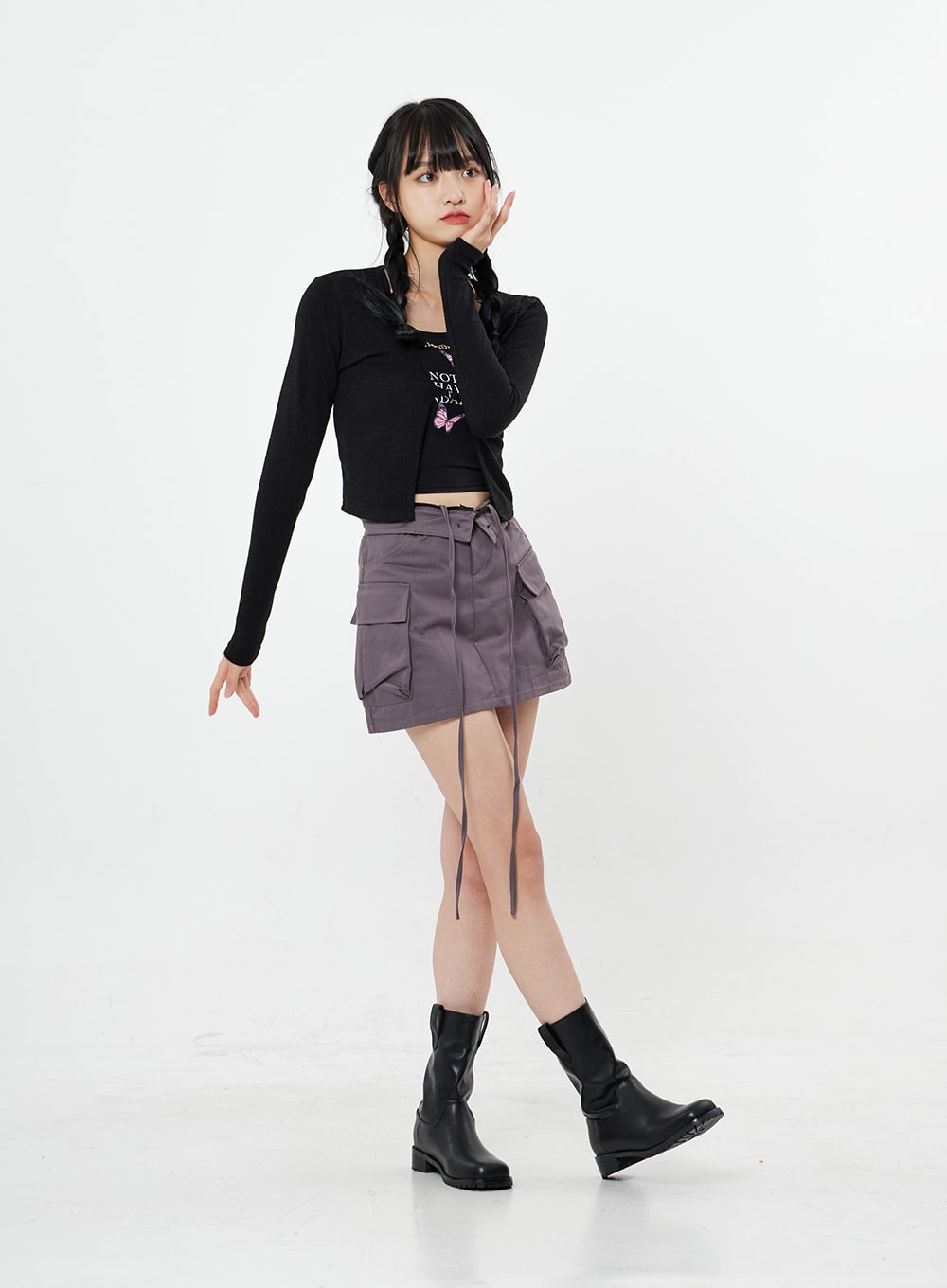 Gold Chain Basic Crop Cardigan BS28