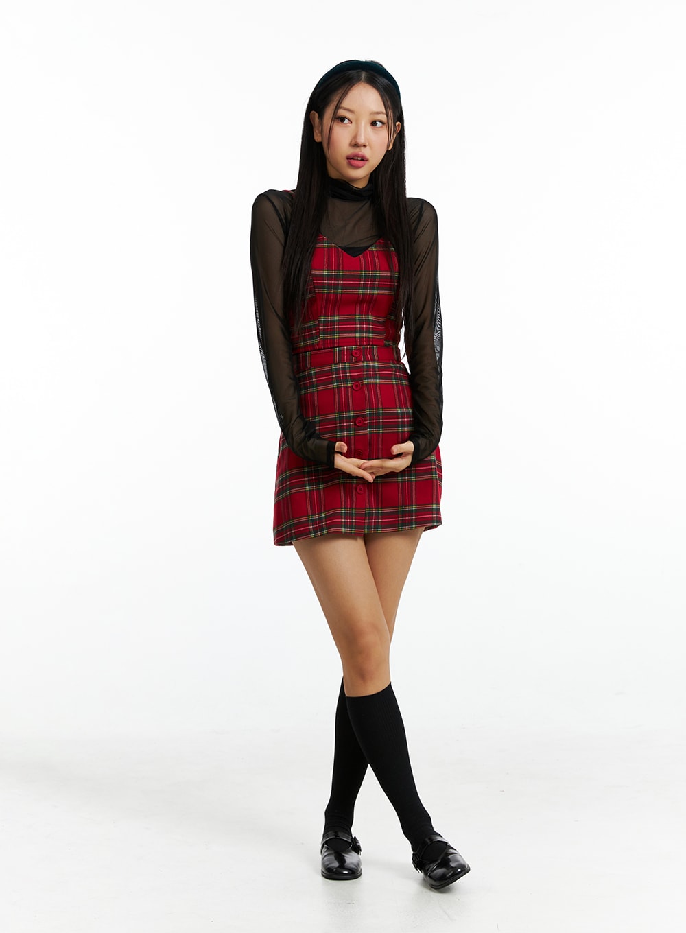 Plaid V Neck Bustier IN323