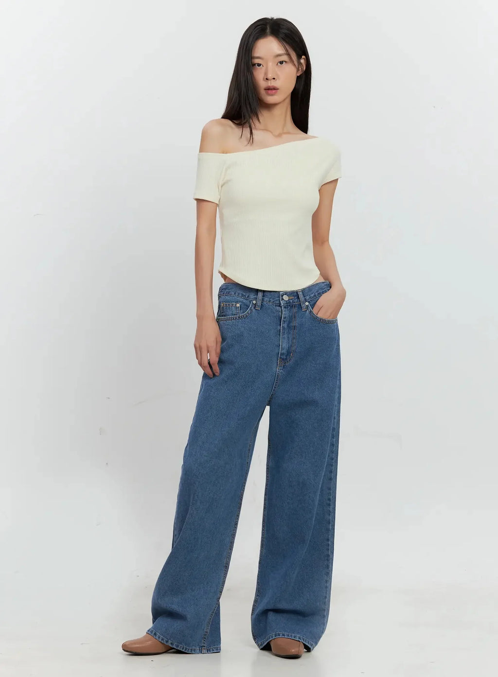 Asymmetric Ribbed Short-Sleeve IL528