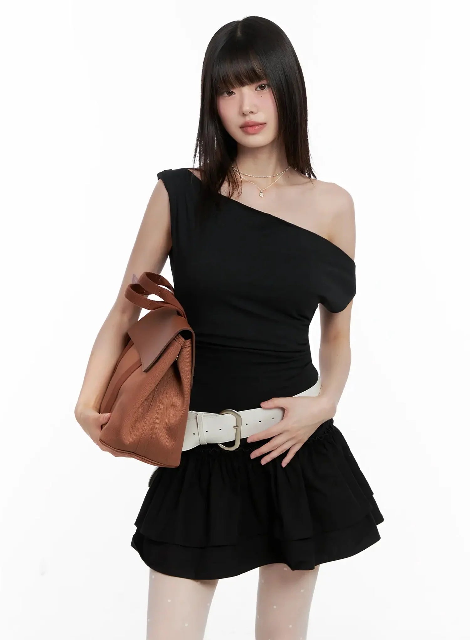 Asymmetrical Ruffle Off-Shoulder Dress IL531