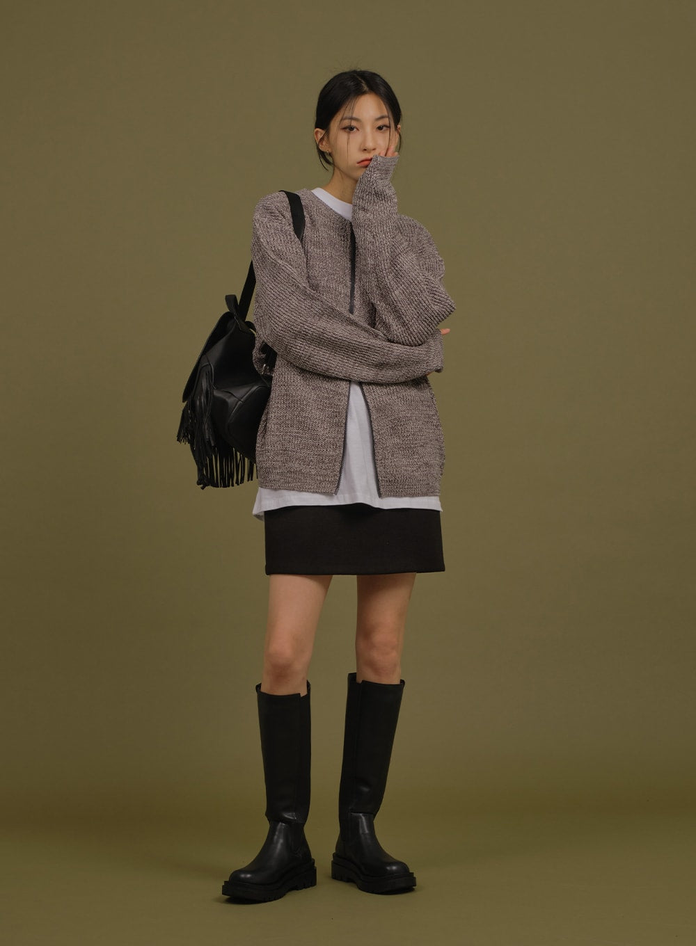 Loose Fit Knit with Two Way Zip