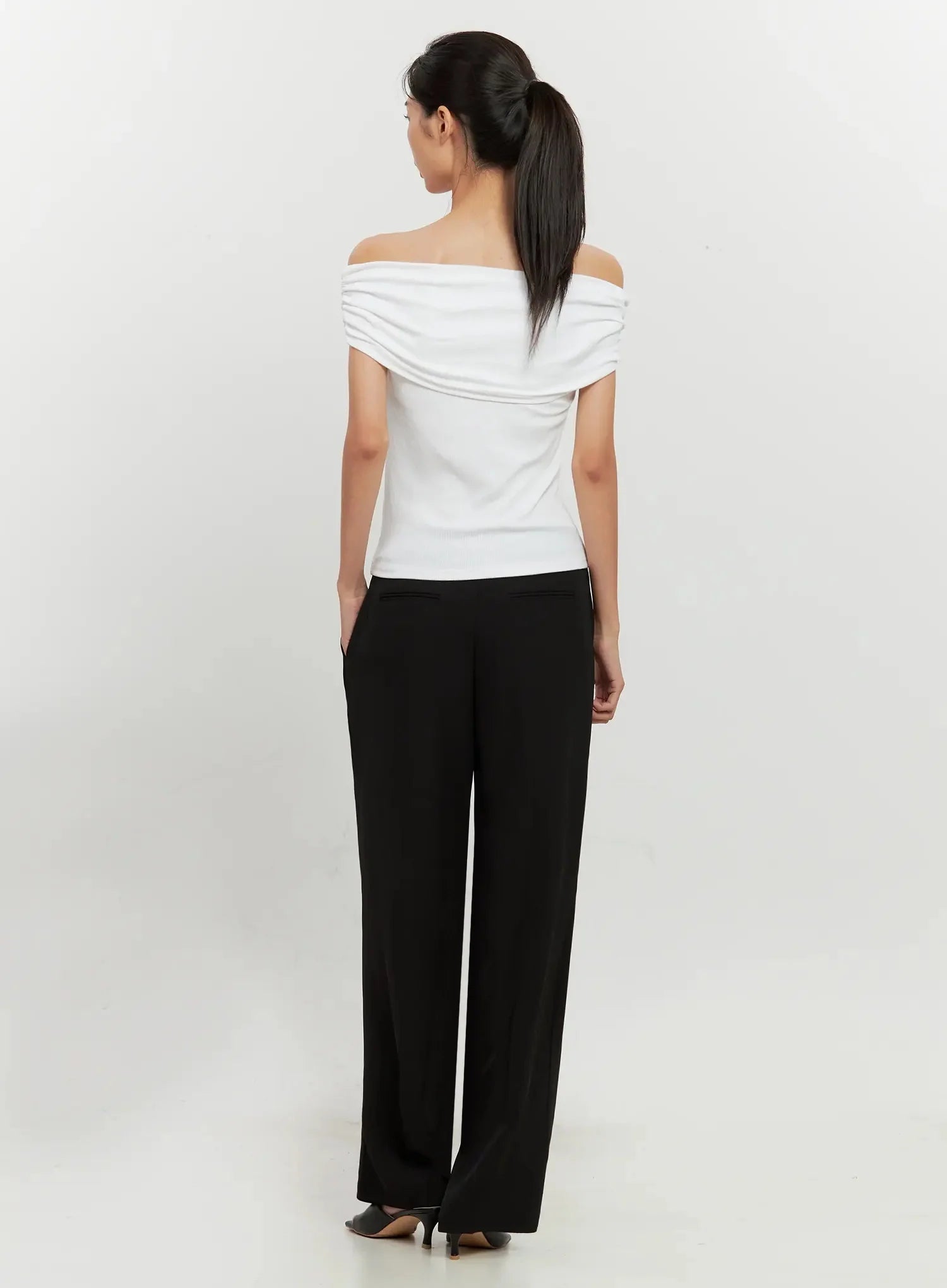 Chic Pintuck Wide-Leg Slacks IS516