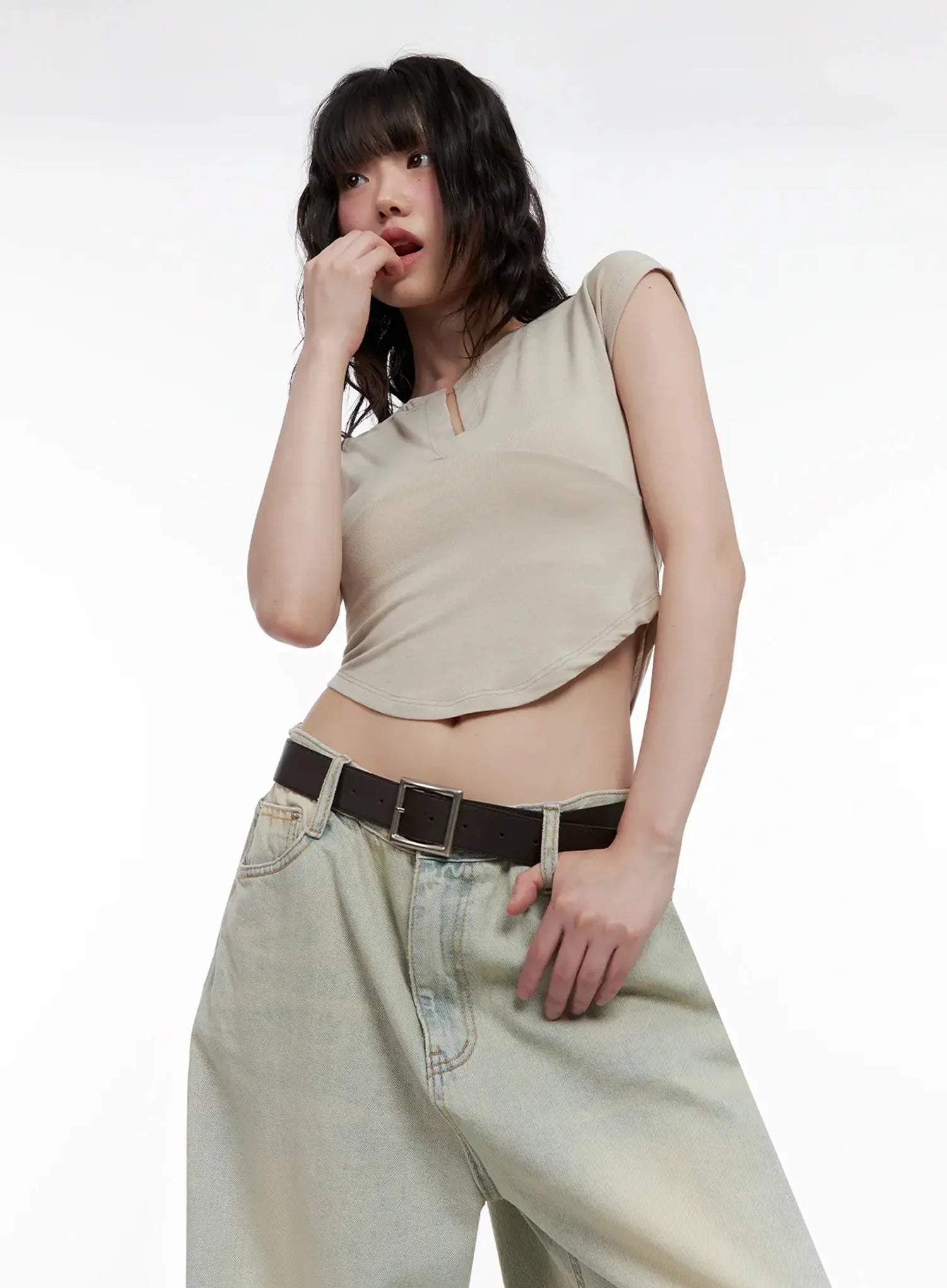 Xiaoting Vintage Style Wide-Leg Denim IL531