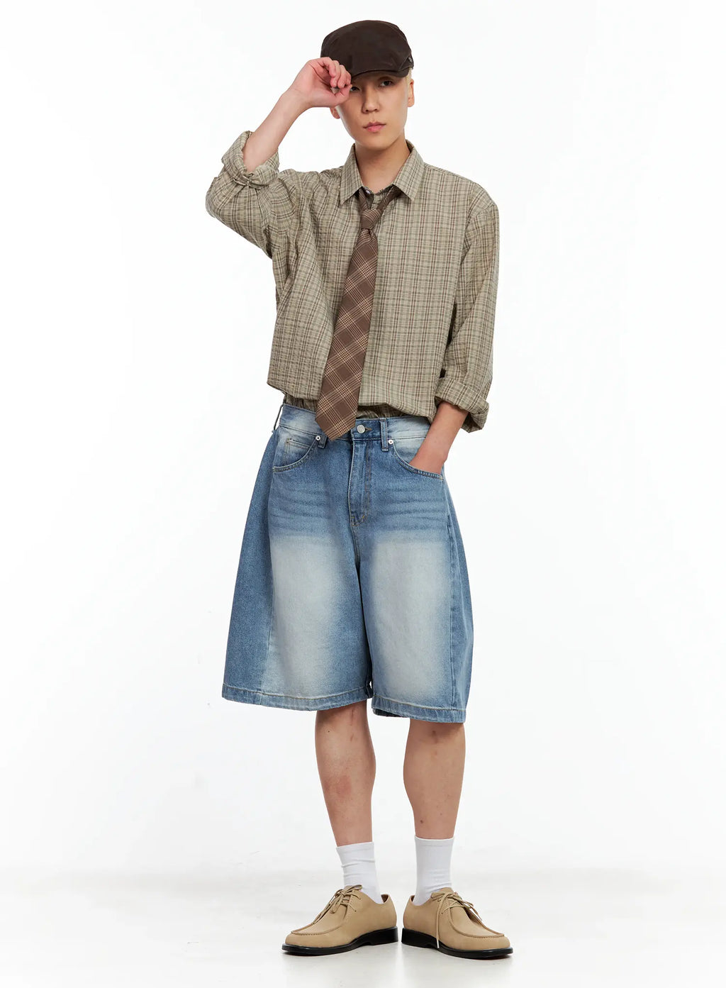 Men's Side-Drape Denim Jorts IL514