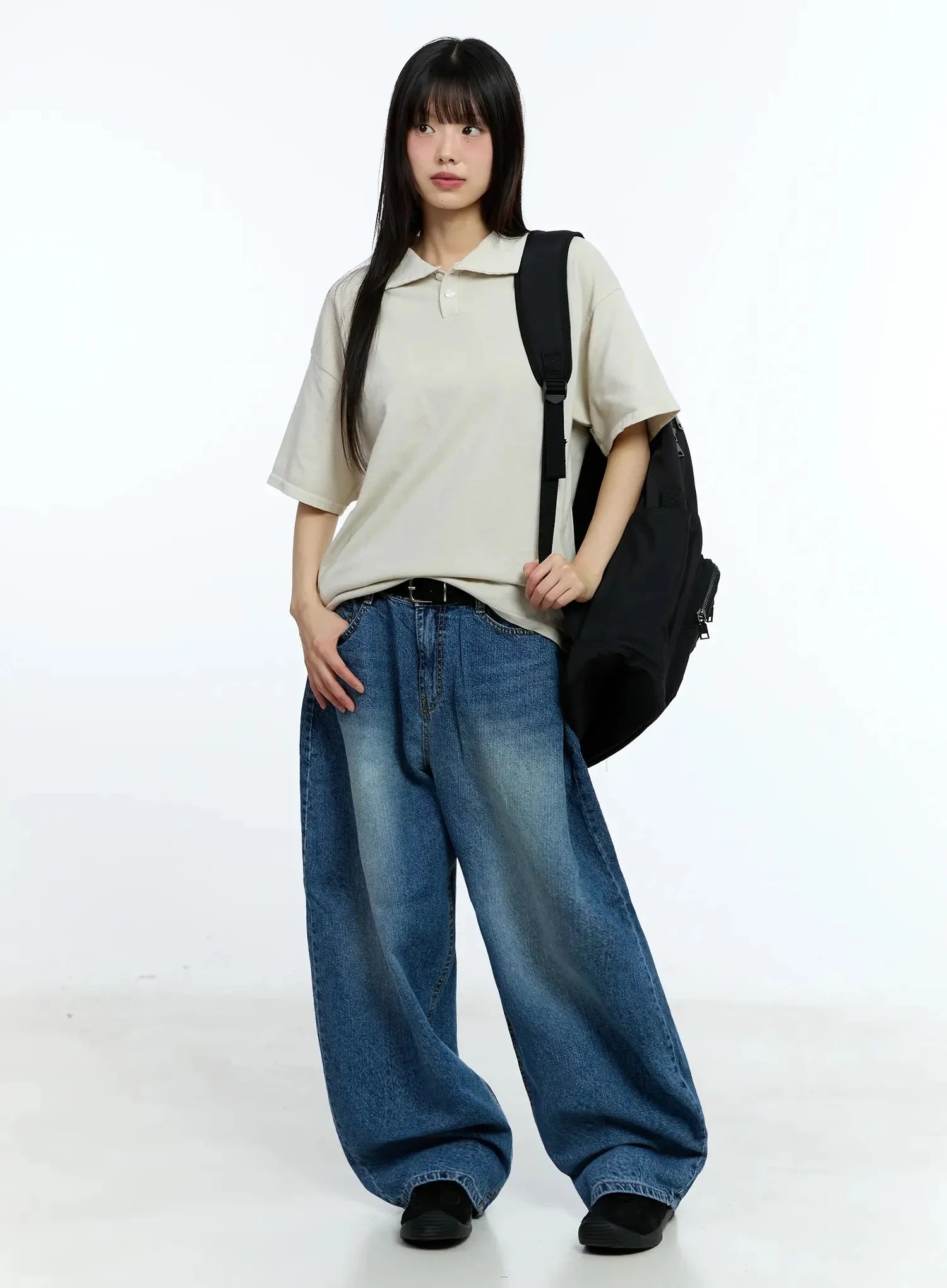 Oversized Short-Sleeve Polo Shirt IU523