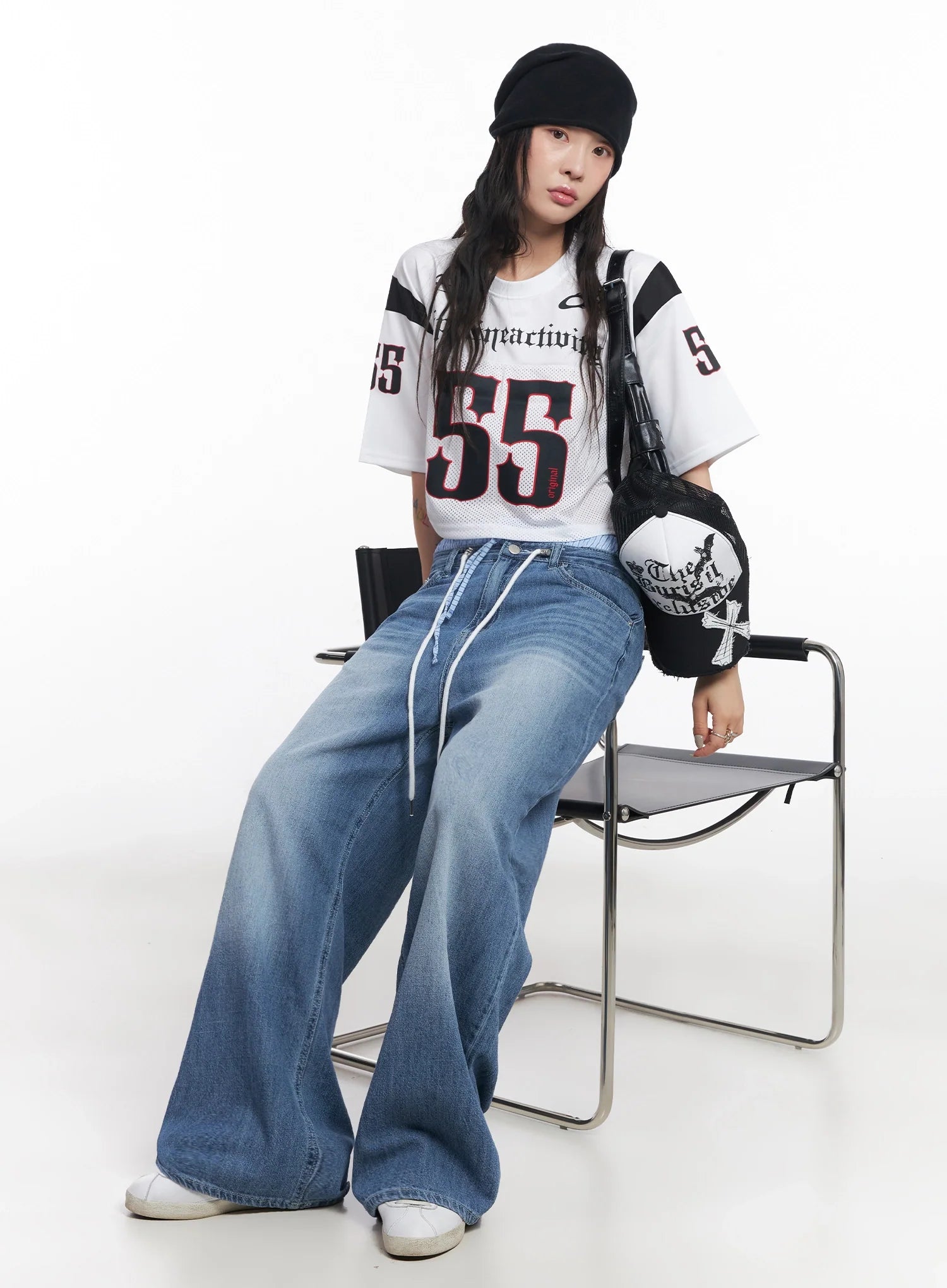 Tsuki Baggy Drawstring Denim Jeans IC503