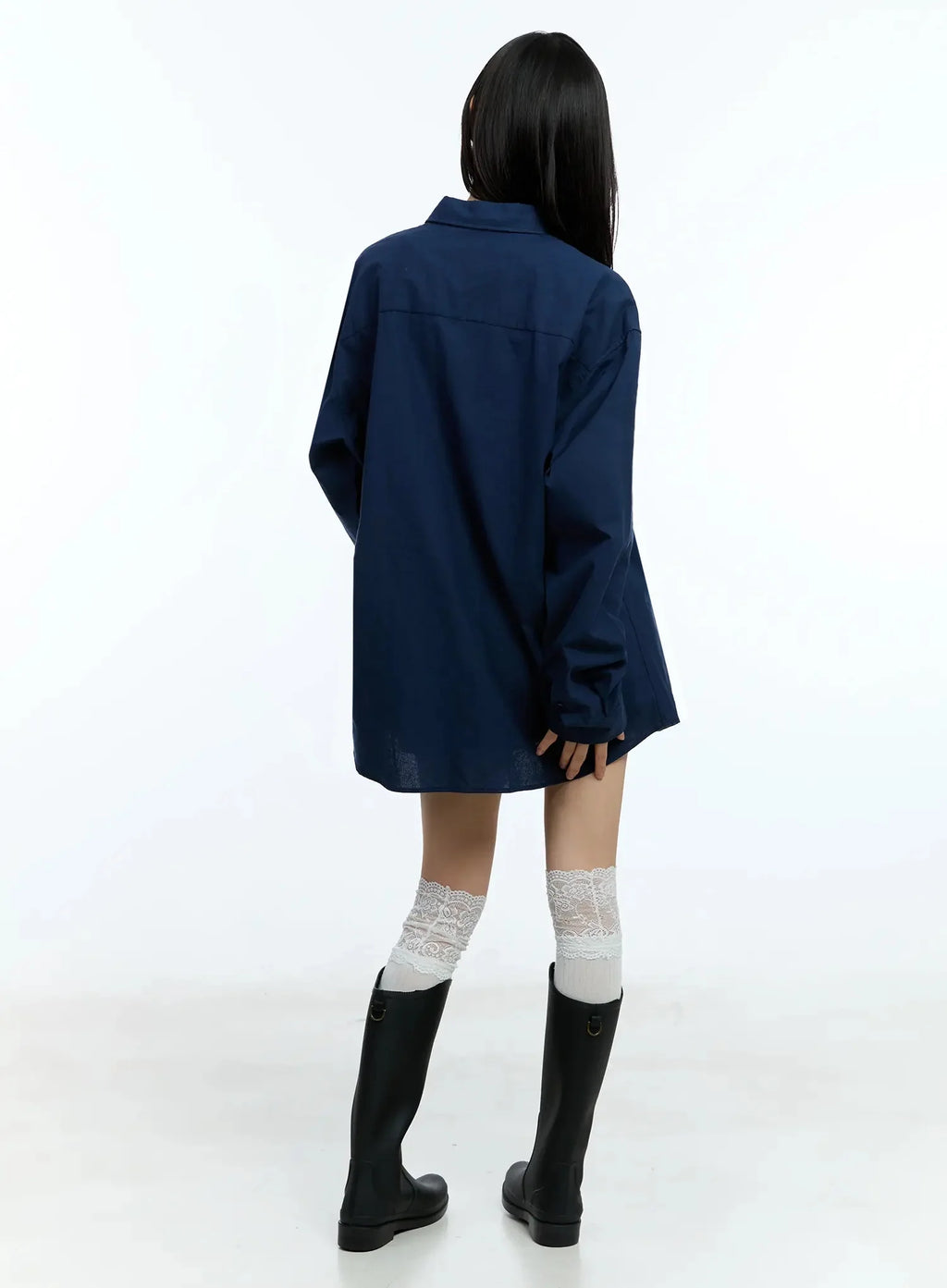 Oversized Solid Collared Shirt IU524