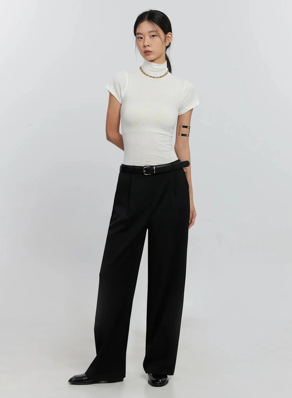 Pintuck Wide-Leg Slacks IS516