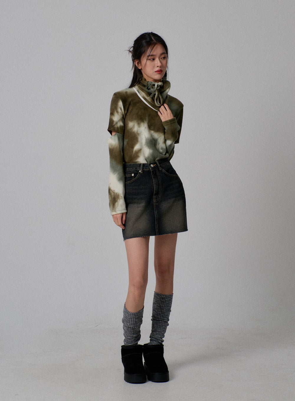 High Waist Denim Mini Skirt IJ310