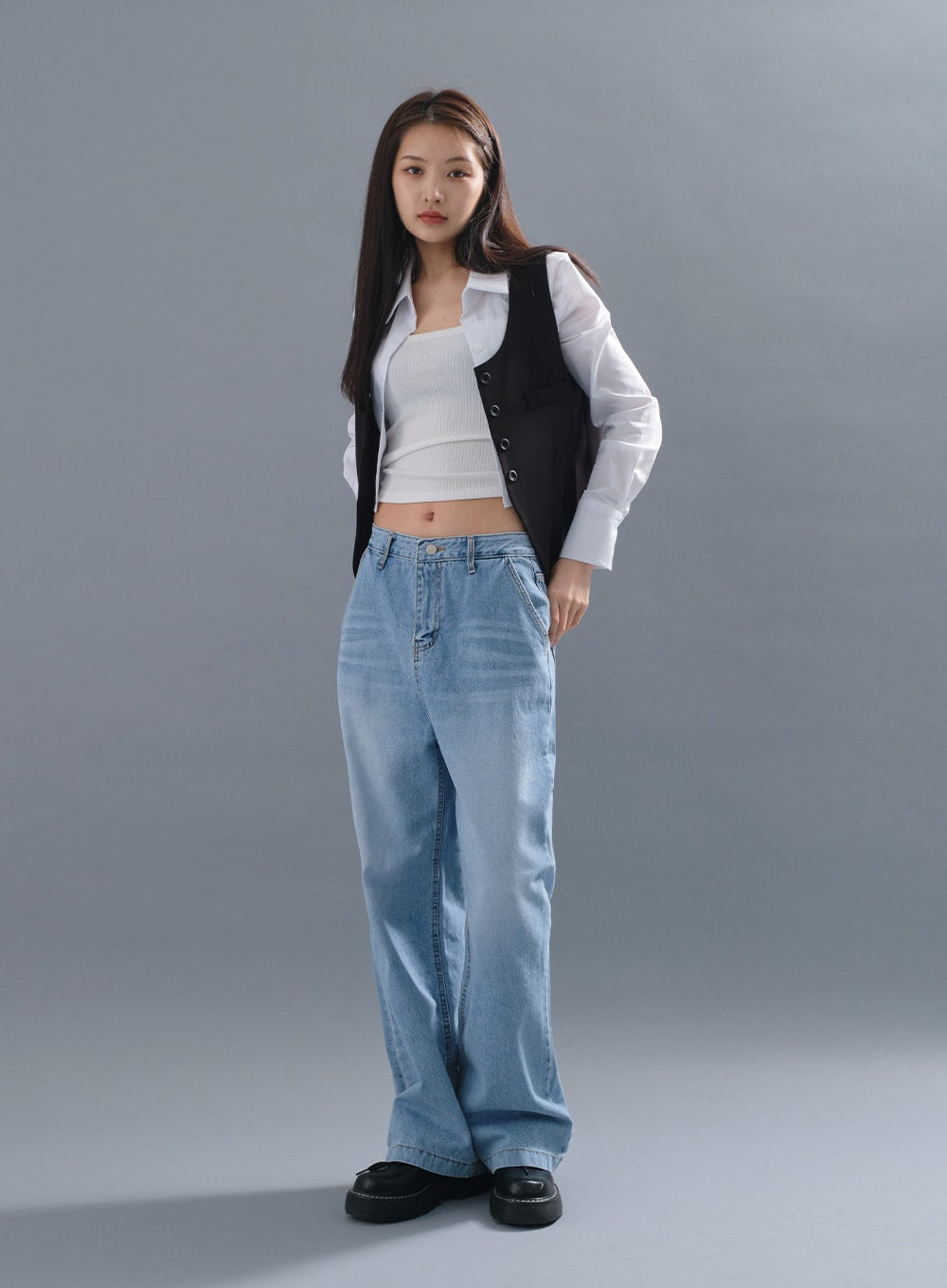 Cropped Button Down Vest CM3