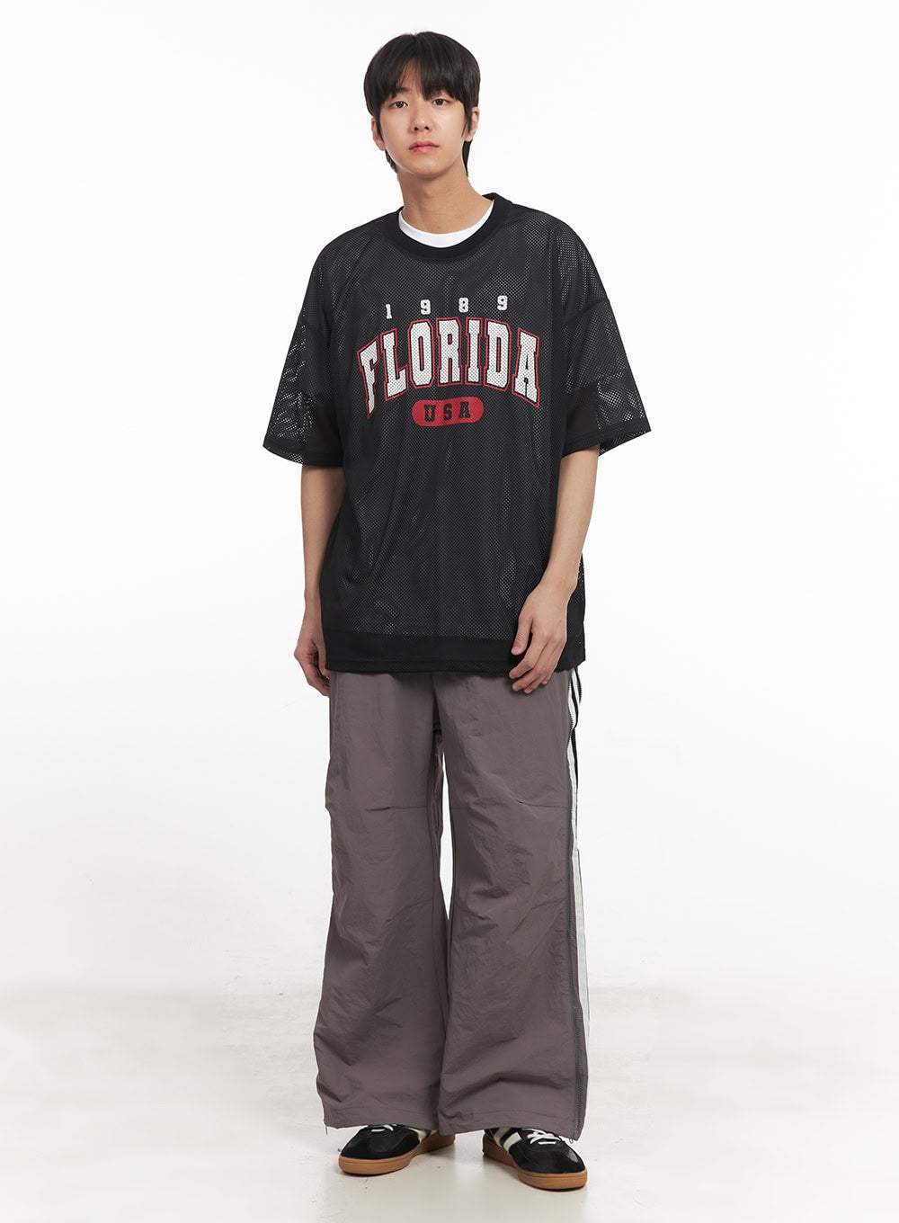 Men's Oversized Graphic Mesh T-Shirt IA510