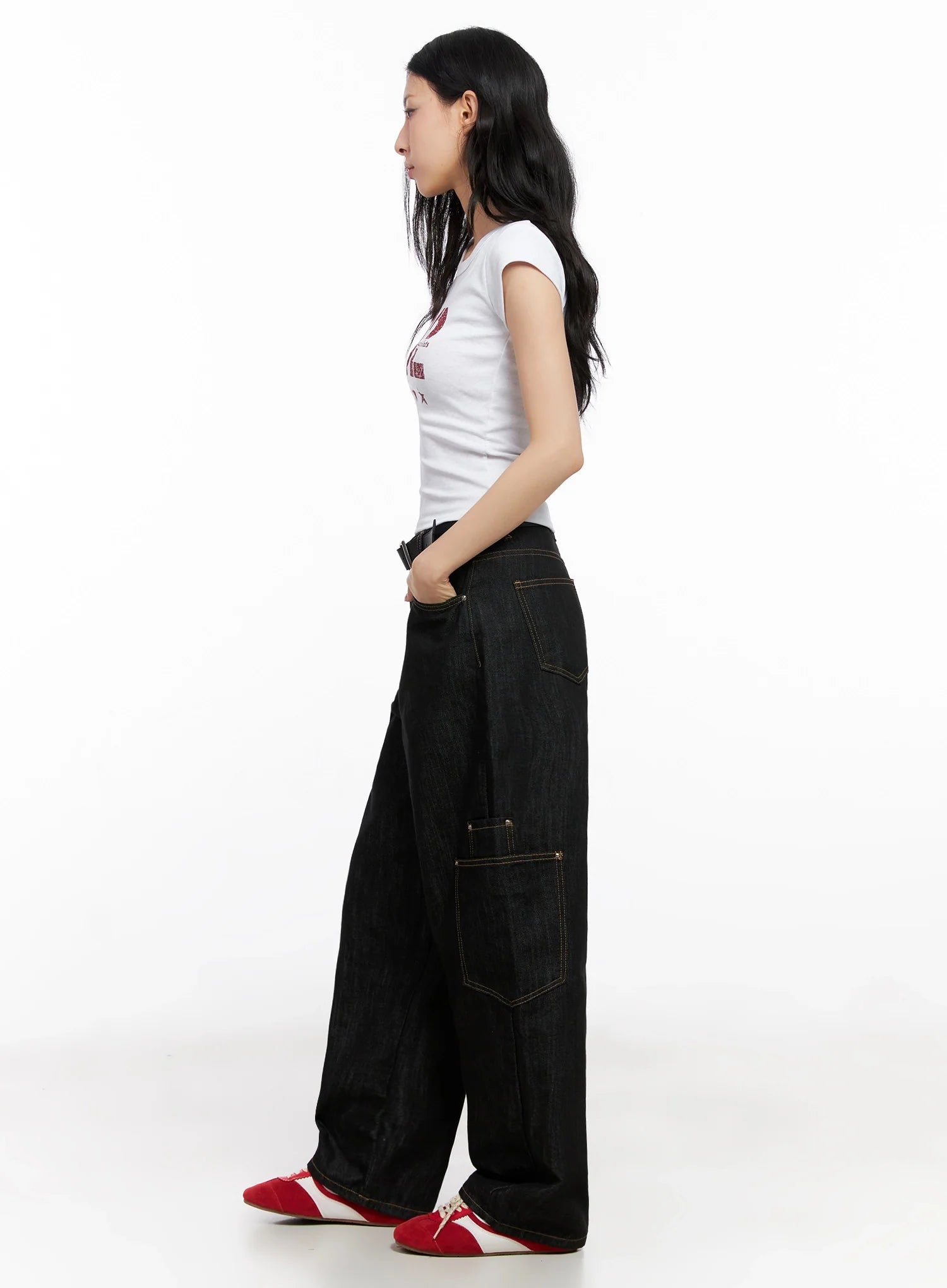 Dahee Wide-Leg Cargo Jeans IG508