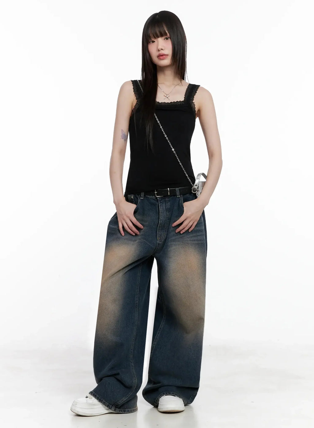 Lace-Trim Sleeveless Tank Top IL531