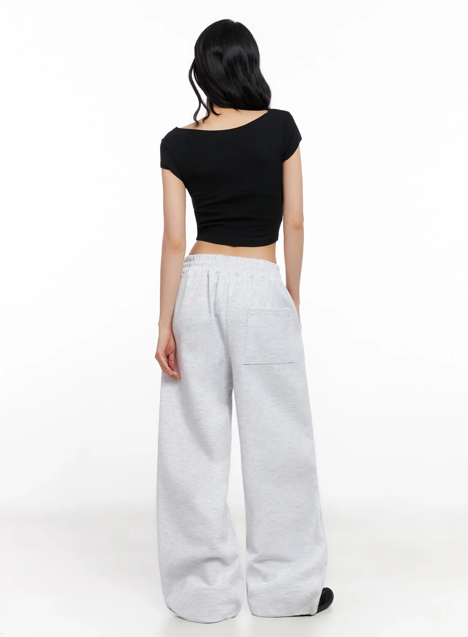 Asymmetric Shirred Off-Shoulder Crop Tee IG508