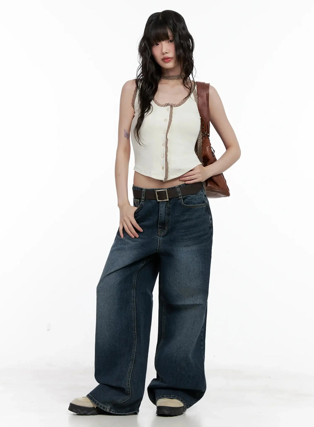 Embroidered Lace Trim Tank Top IL531