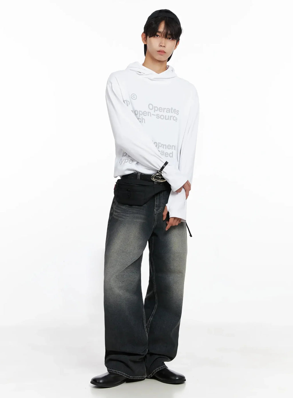 Men's Smoky Faded Wide Denim Jeans IO517