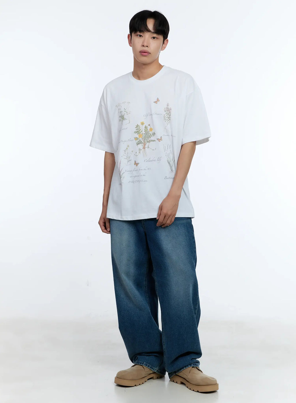 Men's Distressed Wide-Leg Denim Jeans IL515