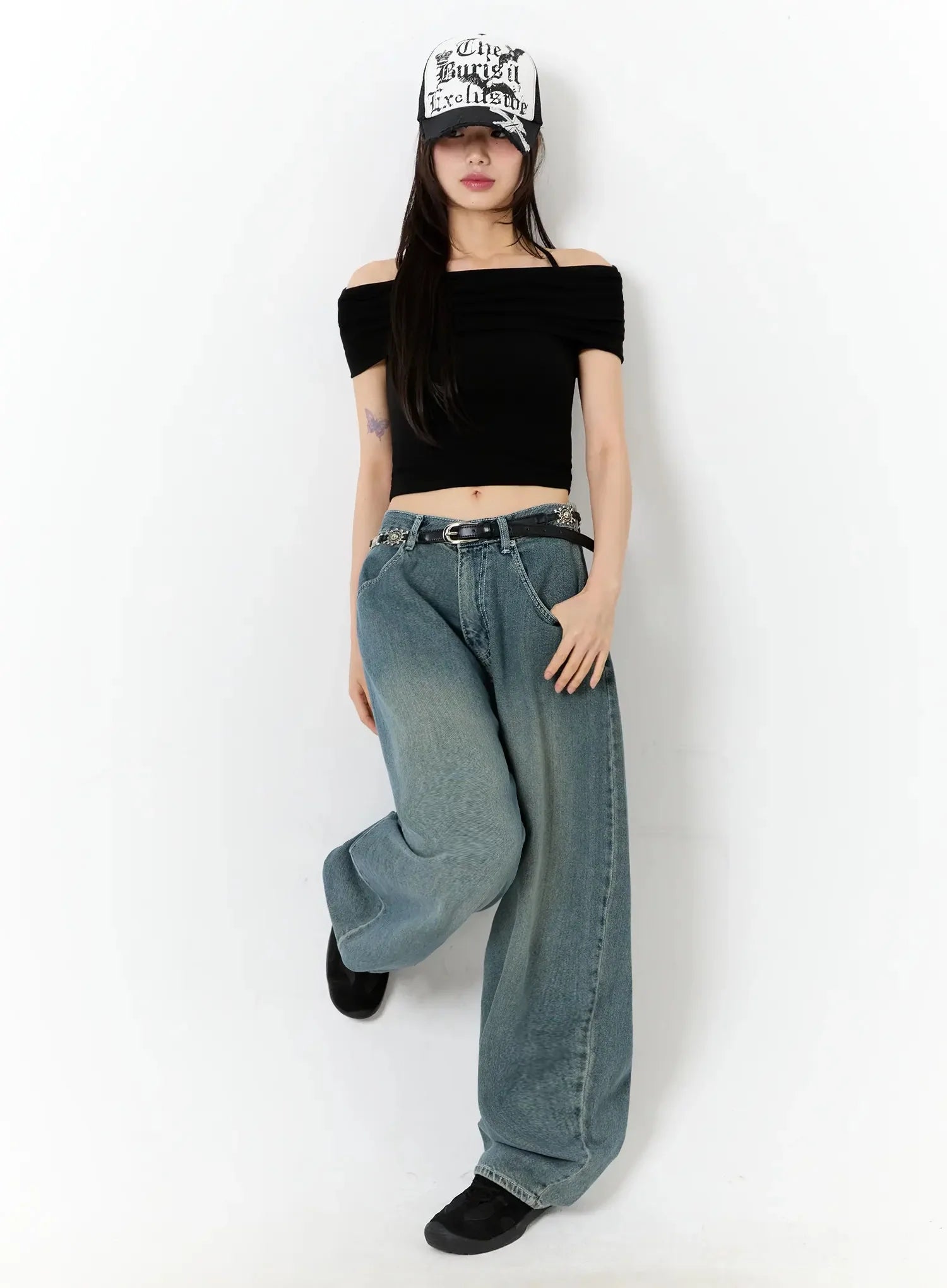 Shirred Off-Shoulder Short-Sleeve Tee IU525