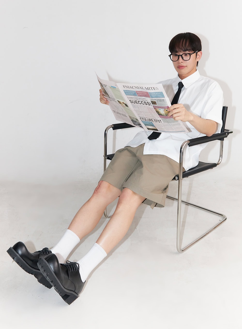 Men's Roll-Up Cotton Shorts (Dark Beige) IA518