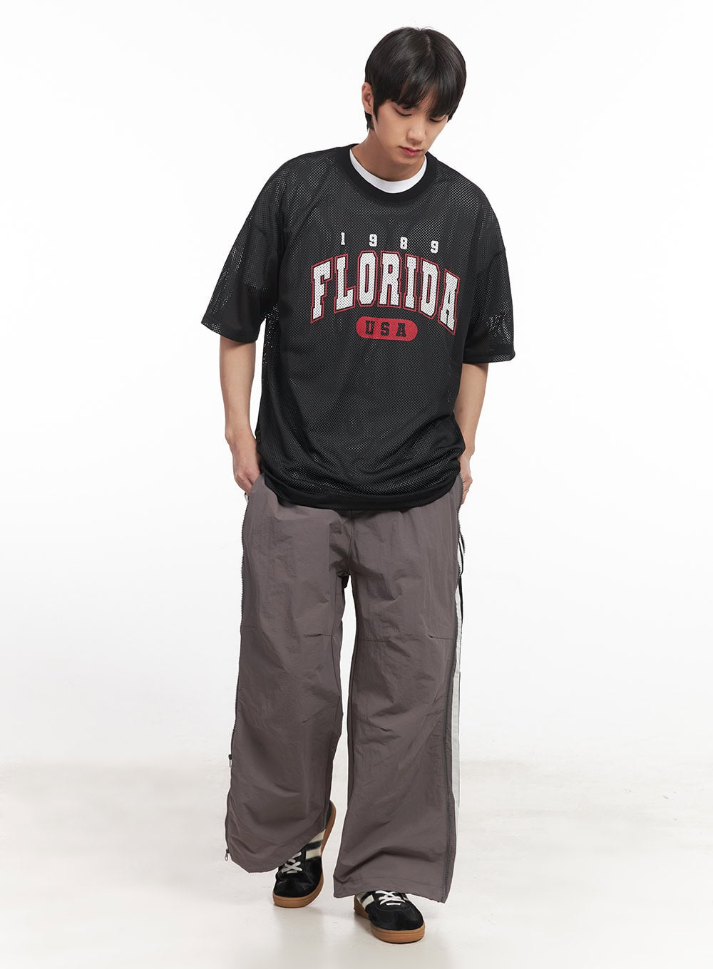 Men's Oversized Graphic Mesh T-Shirt IA510