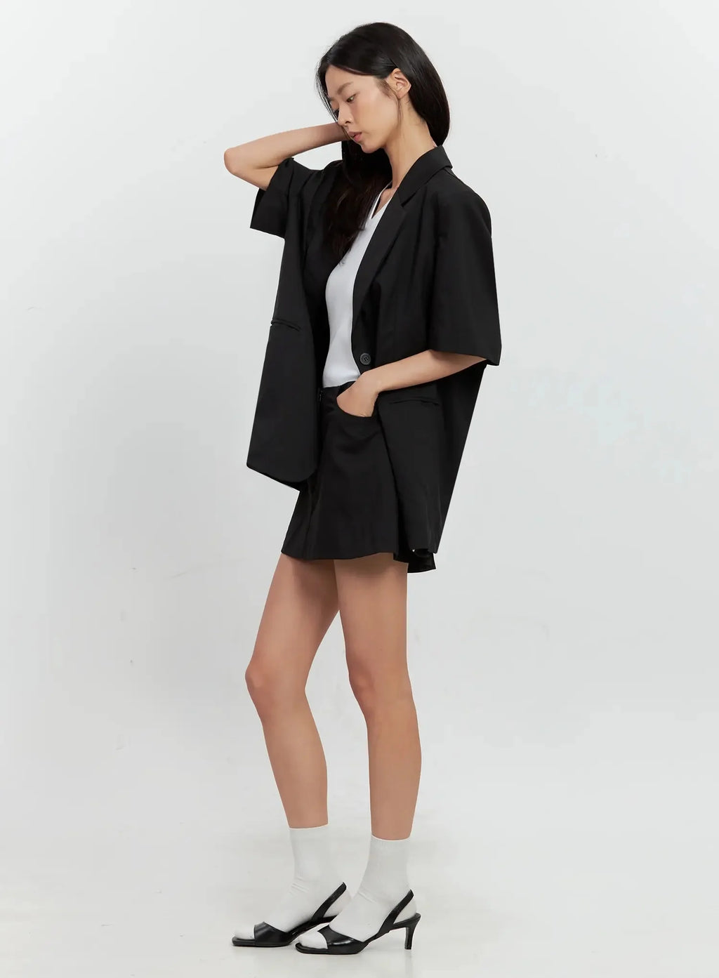 Short-Sleeve Blazer Jacket IL528