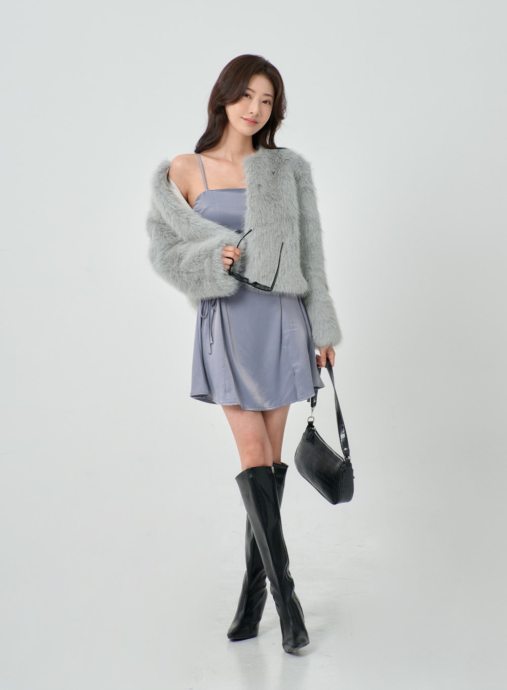 Silky Satin Cross Waist Tie Thin Strap Mini Dress IO27