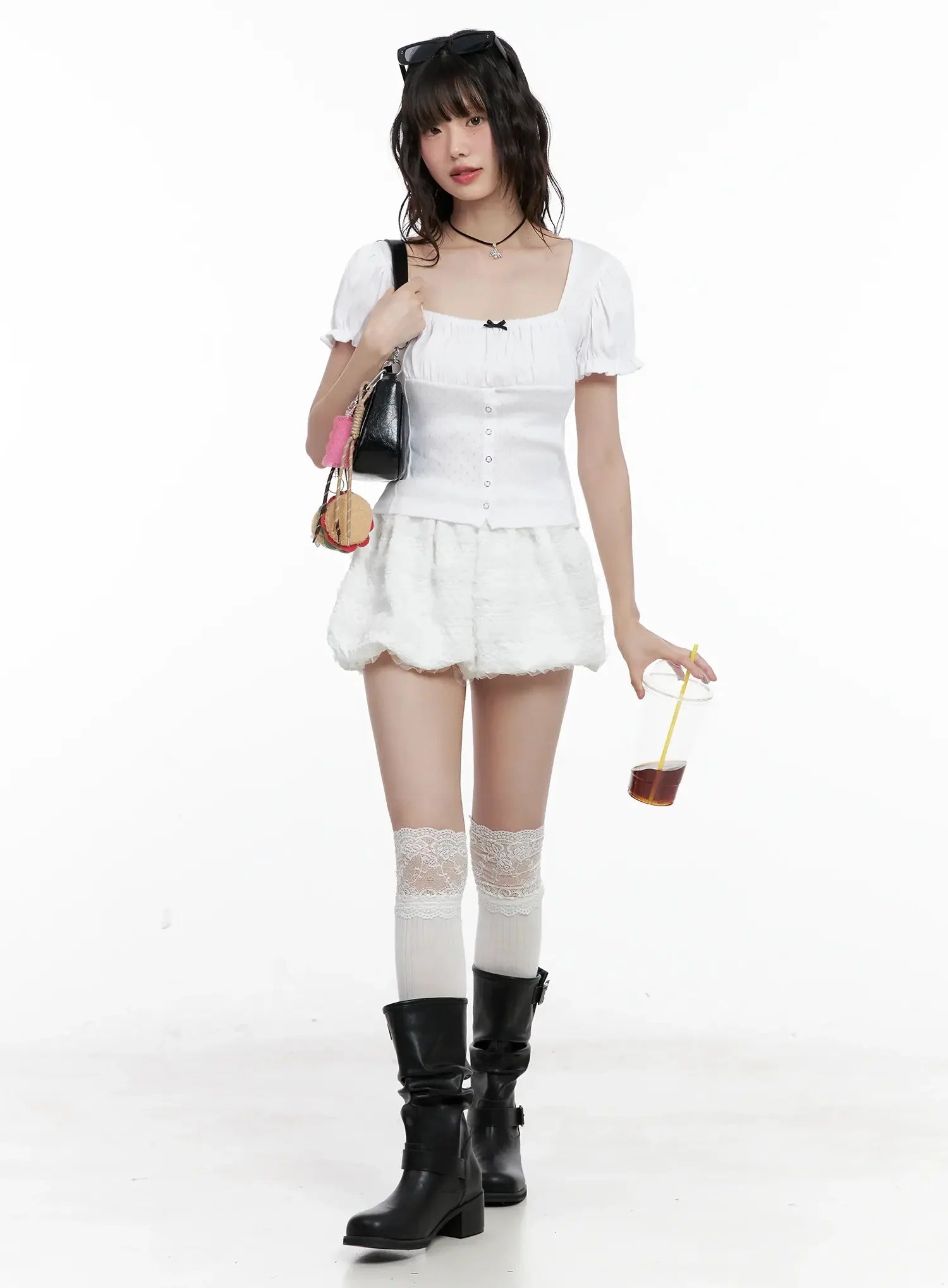 Textured Lace Puff Shorts IL528