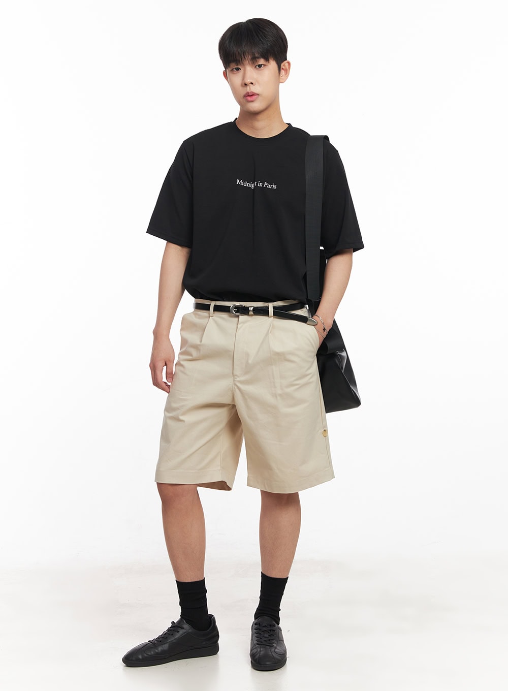 Men's Roll-Up Cotton Shorts (Light beige) IA529