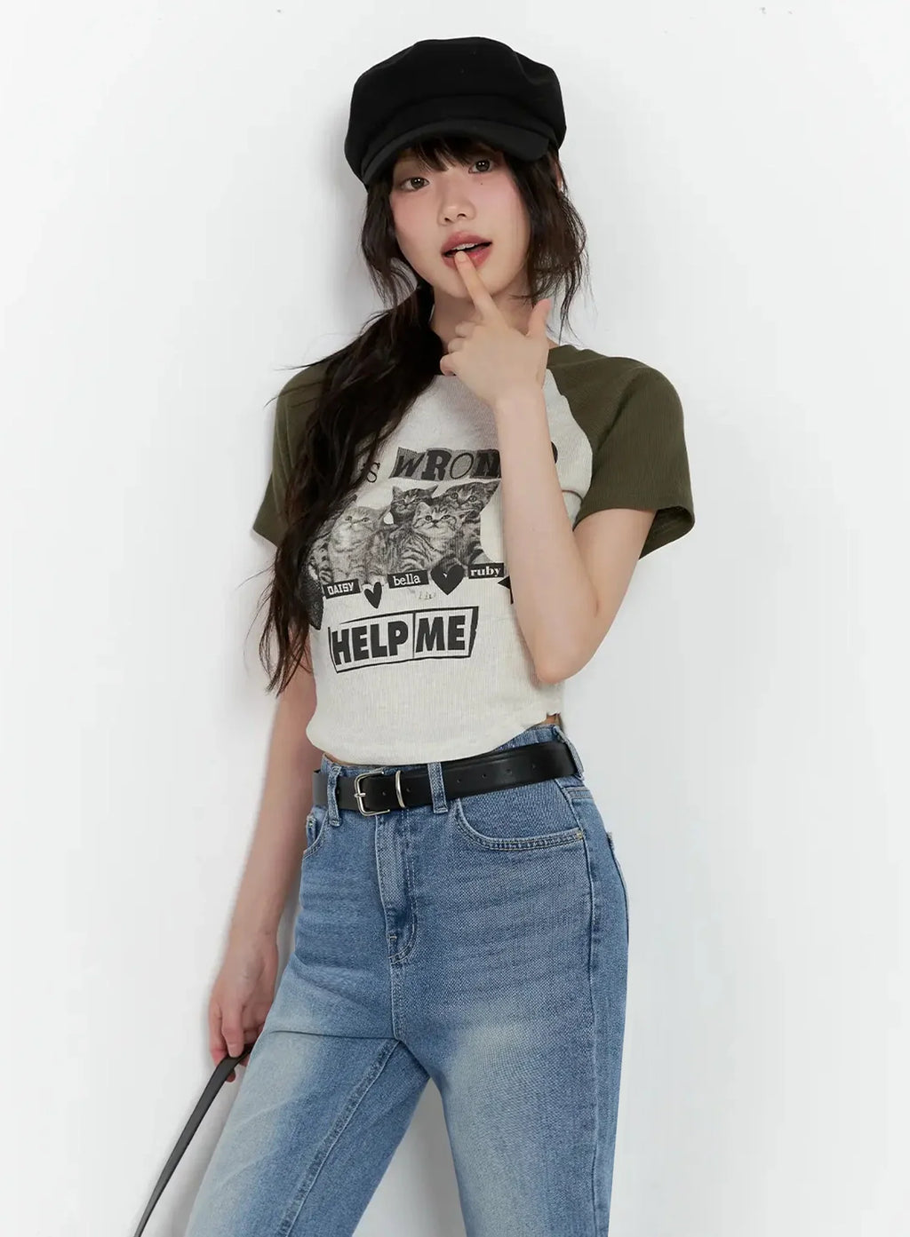 Cat Graphic Raglan Tee IL531