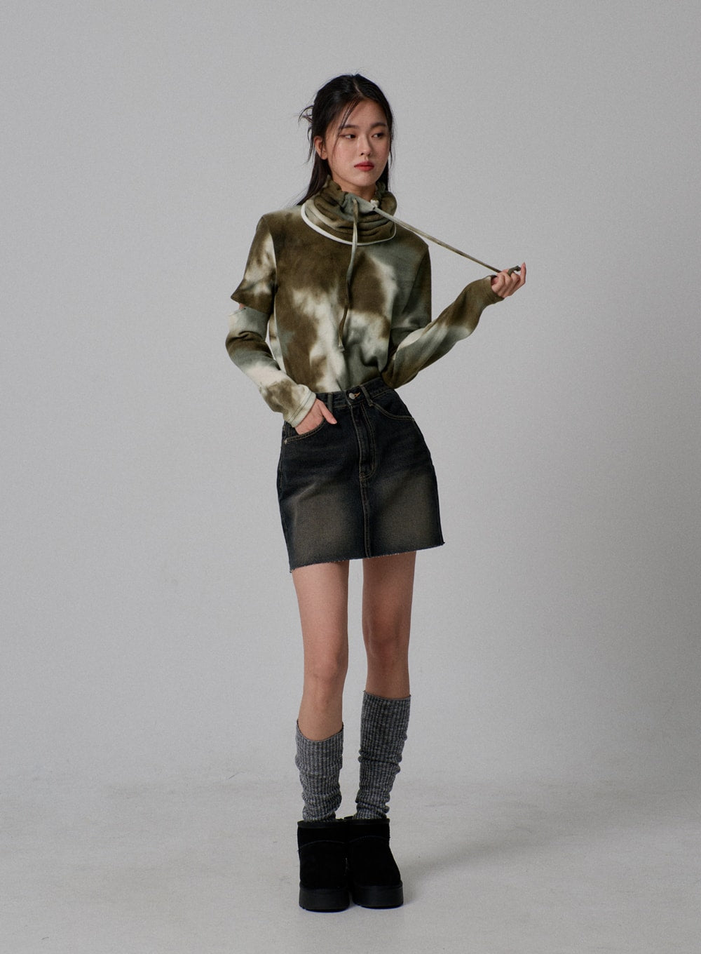 High Waist Denim Mini Skirt IJ310