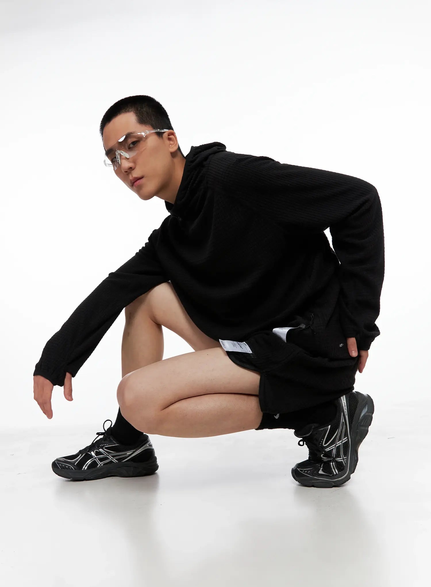 Men's Textured Label Detail Shorts US502