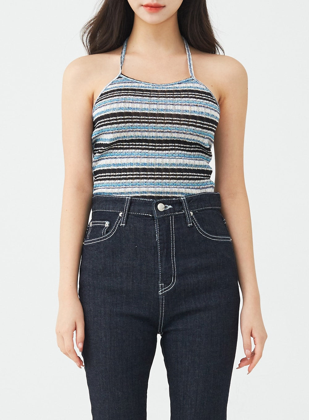 Mixed Color Halter Neck Sleeveless Top BG01