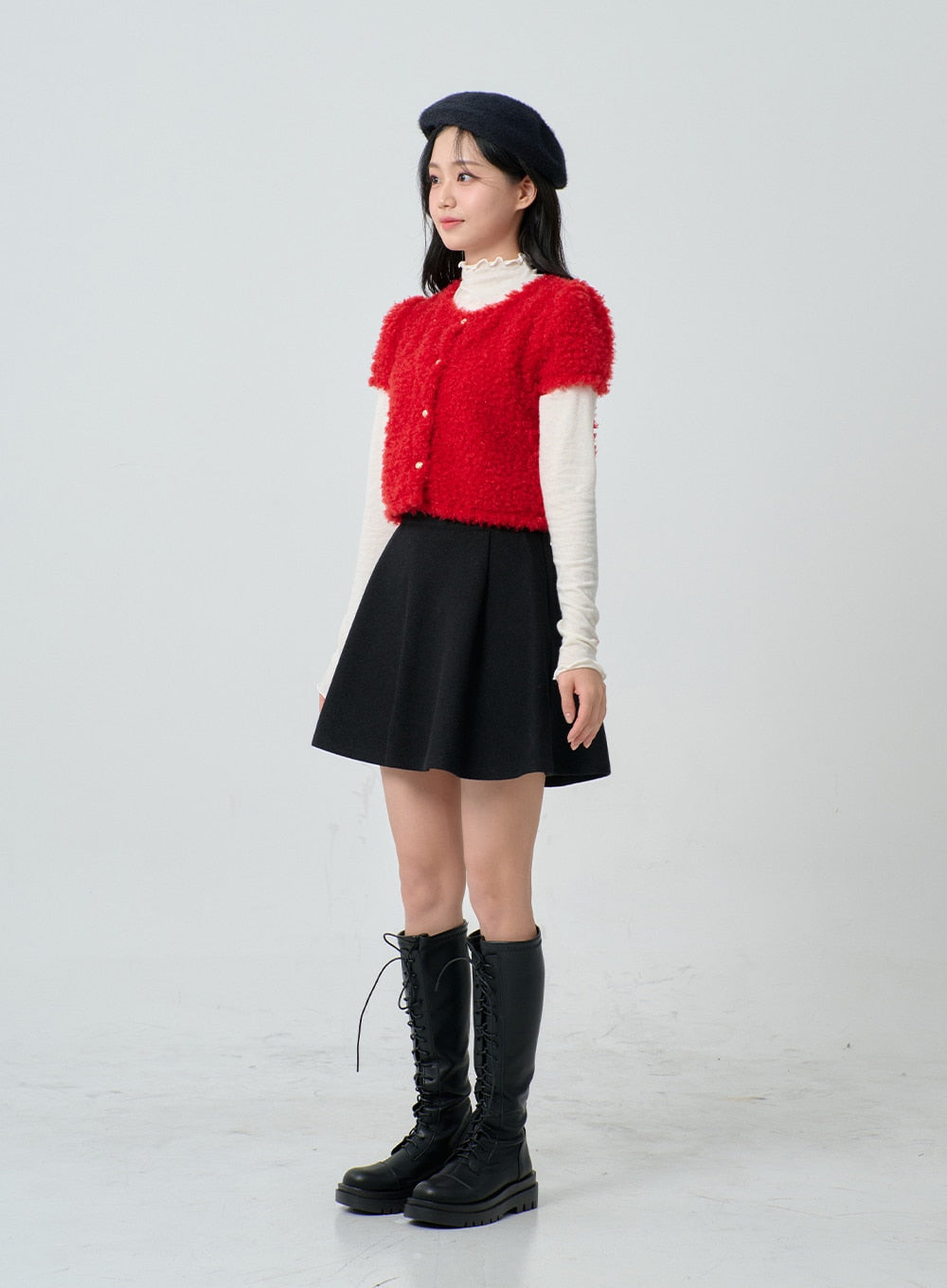 Poodle Short Sleeve Gold Button Cardigan BN02