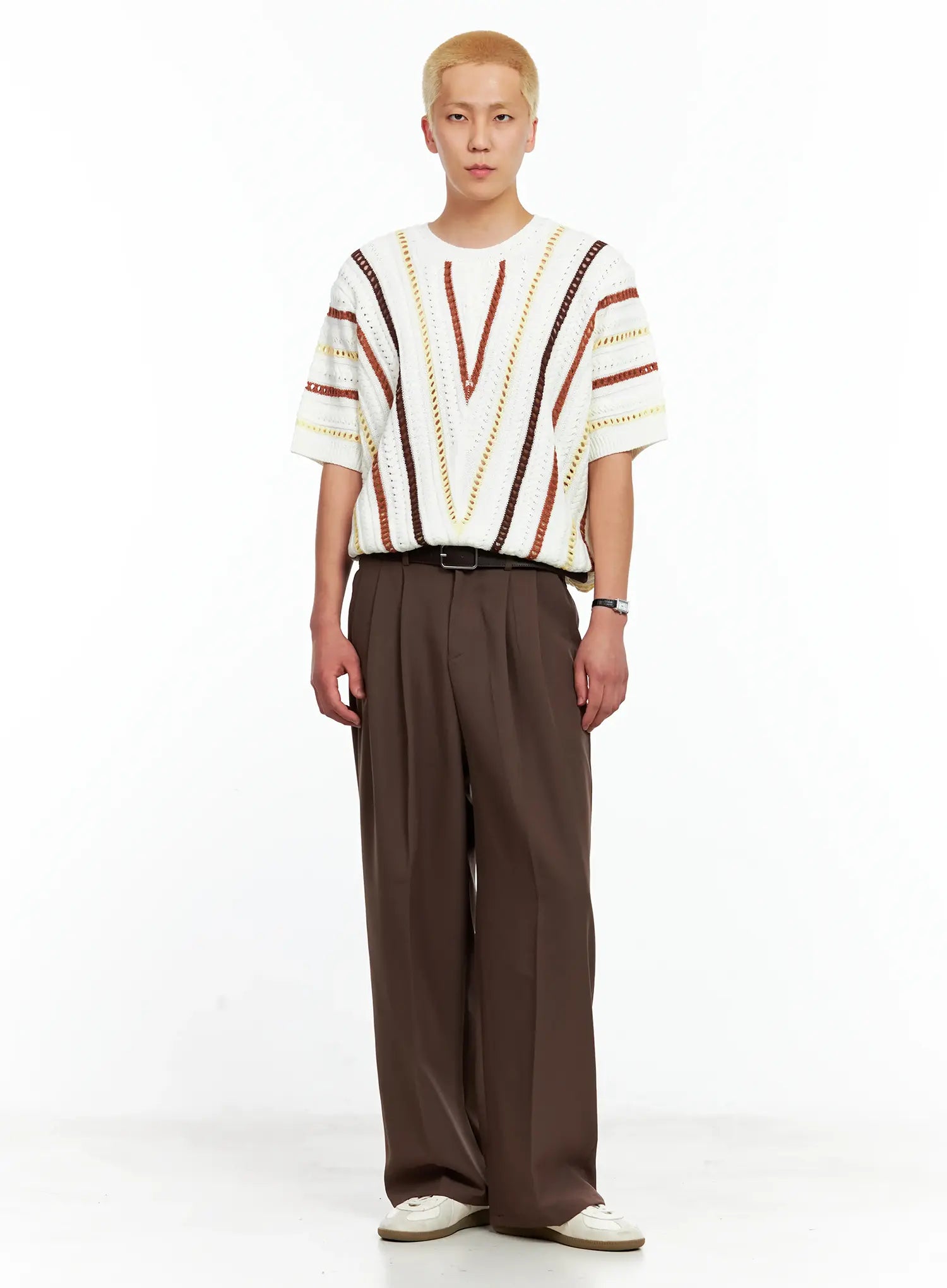 Men's Pleated Wide-Leg Pants IL511