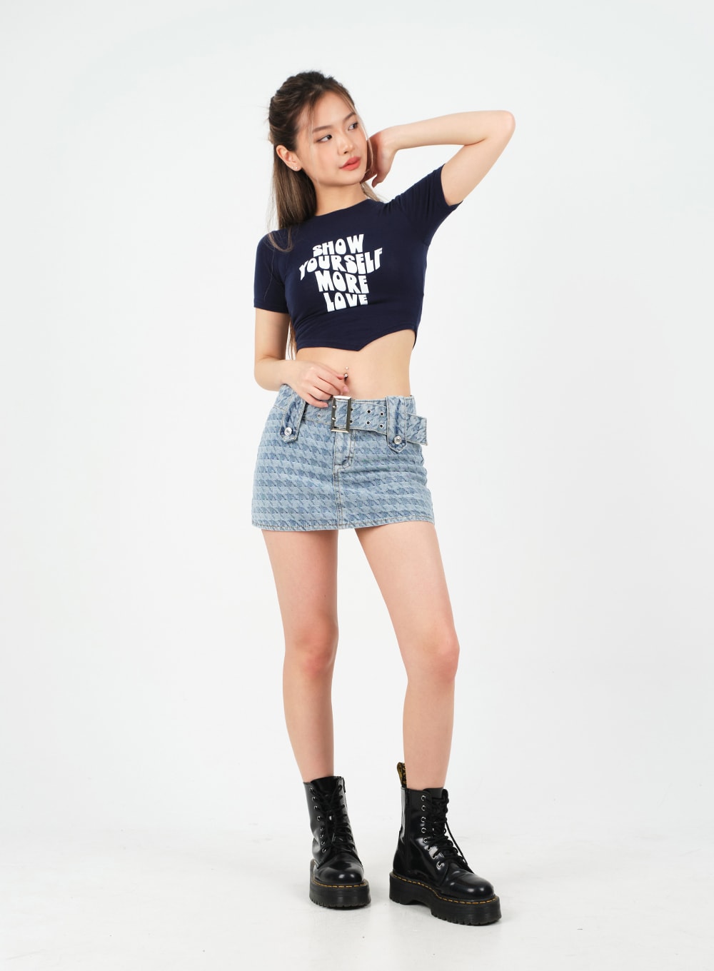 Low-Rise Micro Mini Skirt with Belt Set CM02