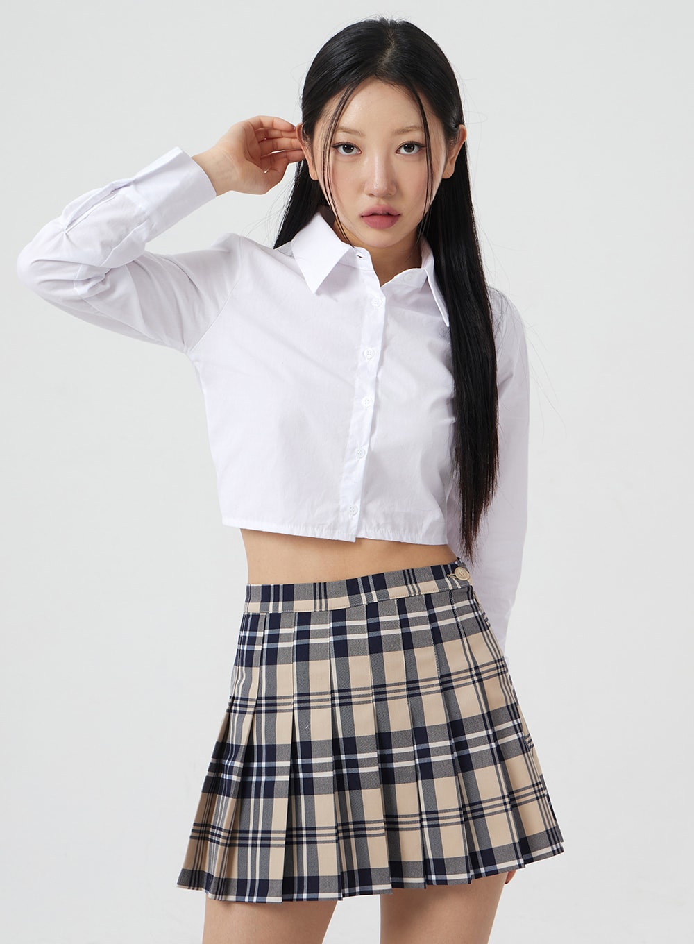 Basic Pintuck Crop Shirt BM304