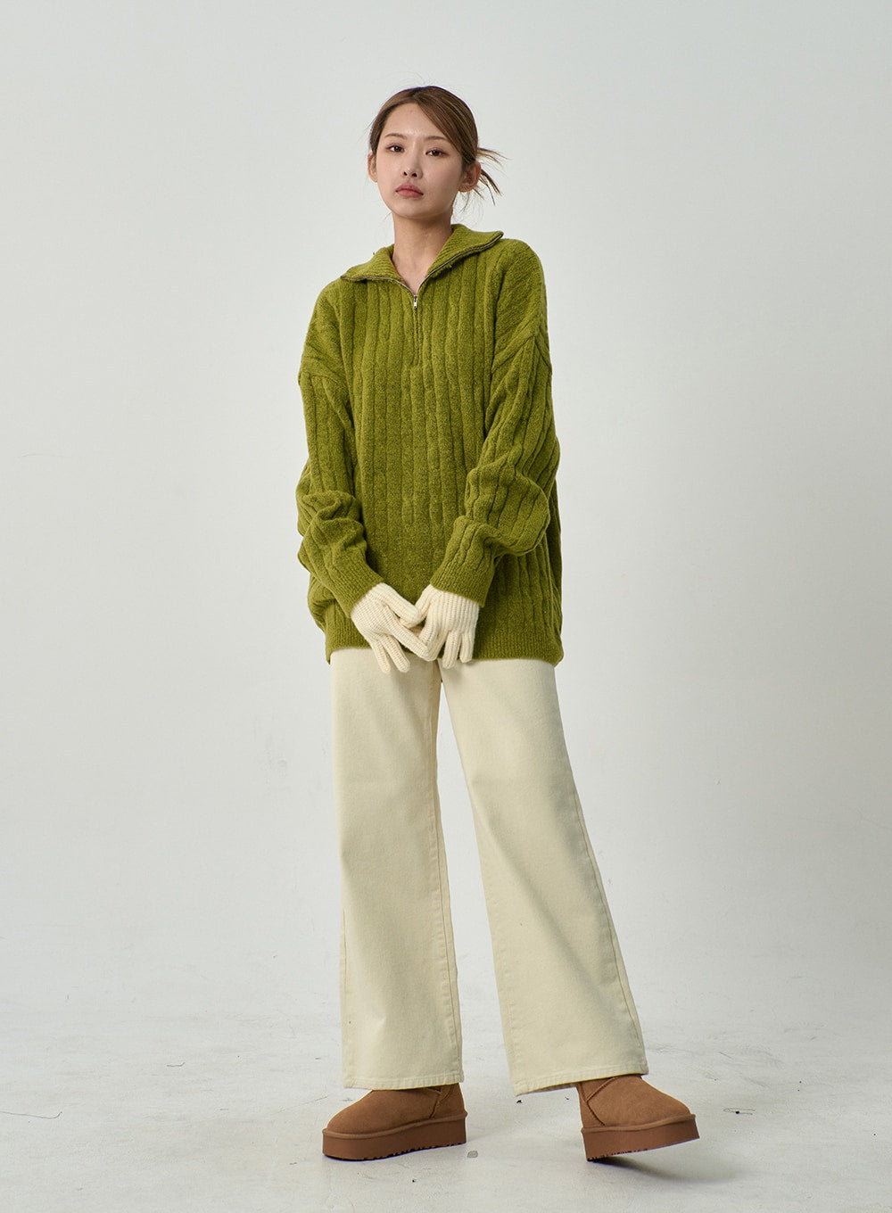 Twist Pattern Zip-Up Knit Unisex CD12