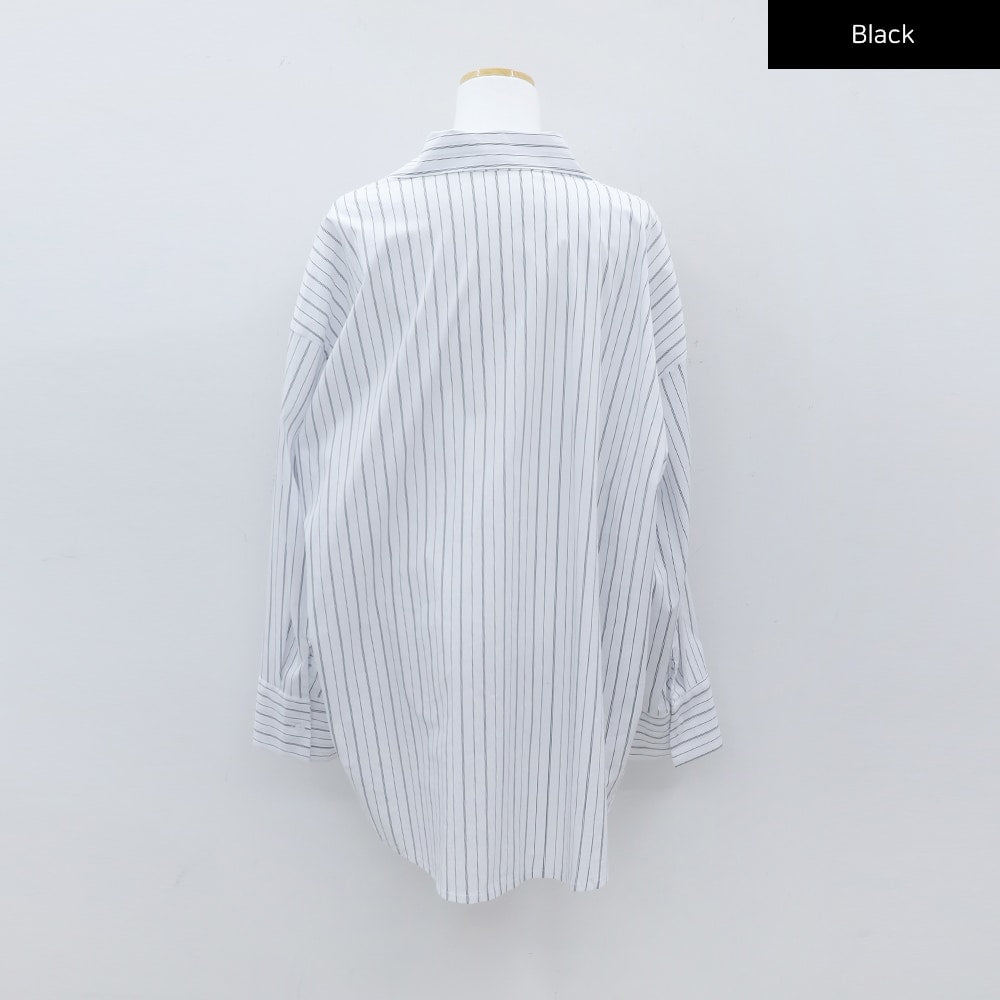 Oversized Striped Shirt with Waist Band Set CY27
