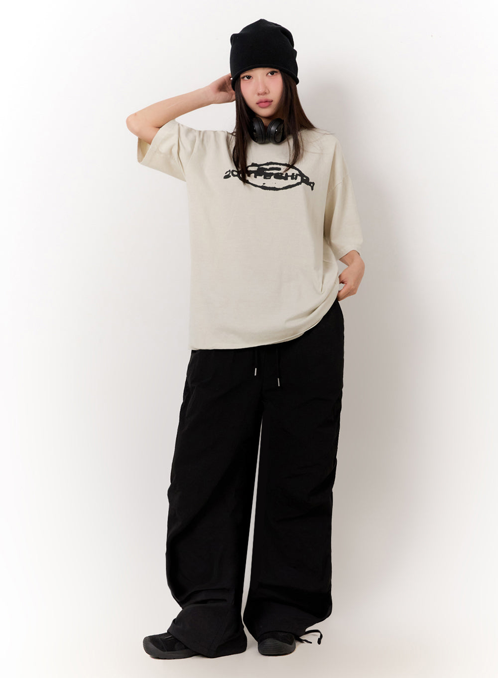 Adjustable Wide-Leg Nylon Pants IU509