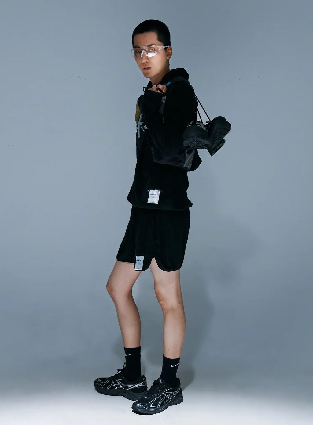 Men's Textured Label Detail Shorts US502