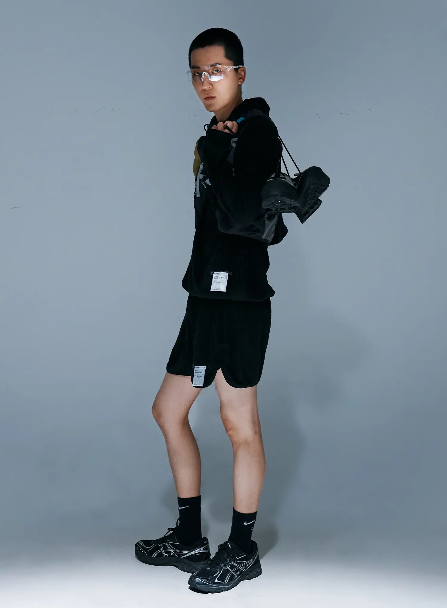 Men's Textured Label Detail Shorts US502