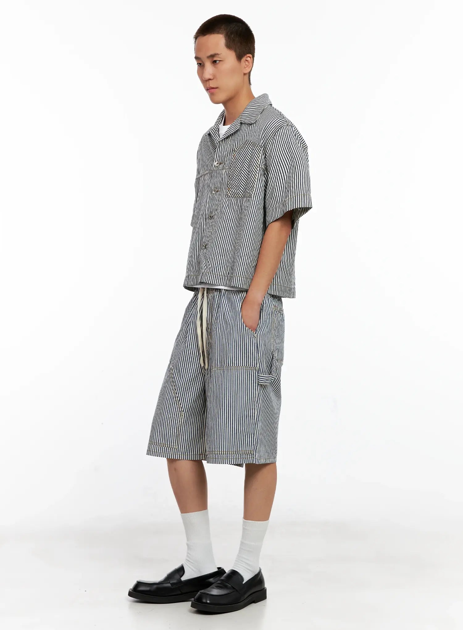 Men's Striped Cropped Jacket IG508