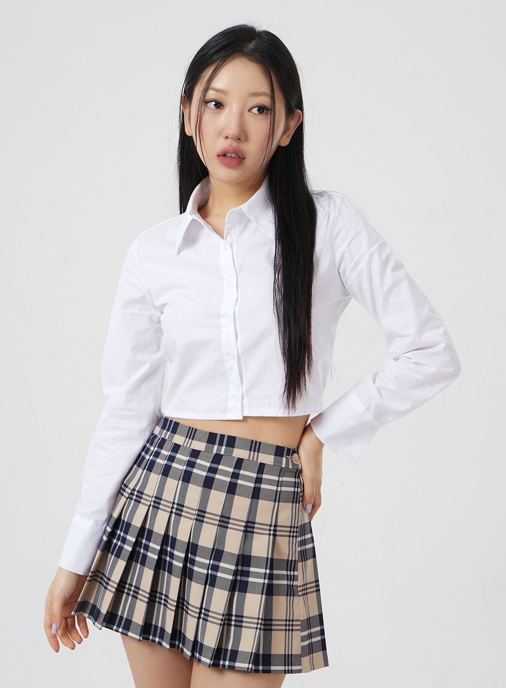 Basic Pintuck Crop Shirt BM304