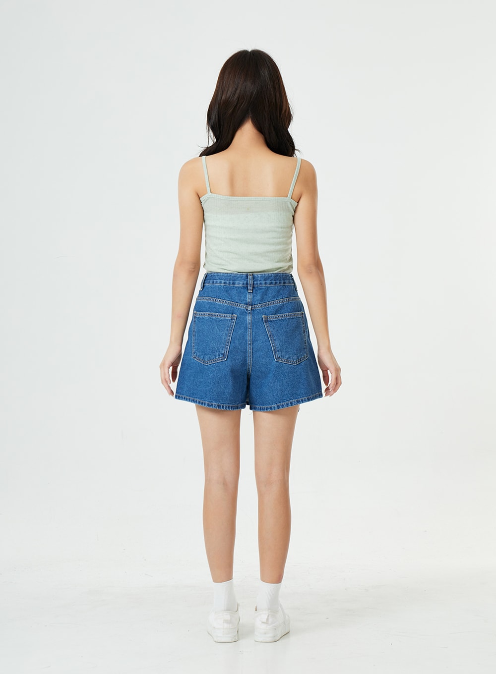 Button Wrap Cotton Denim Shorts BG25