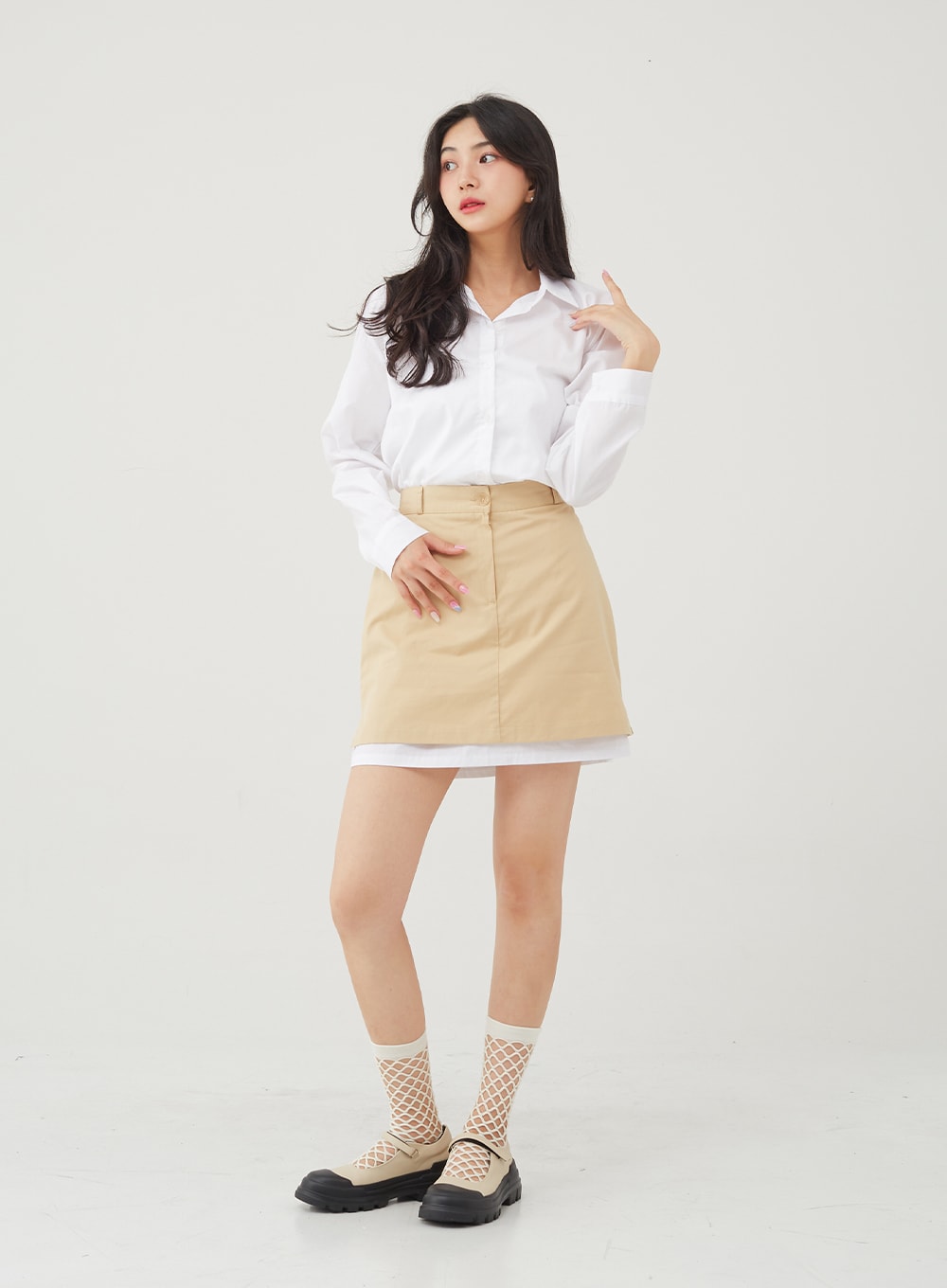 Basic Tone Down Color Crop Shirt BG23