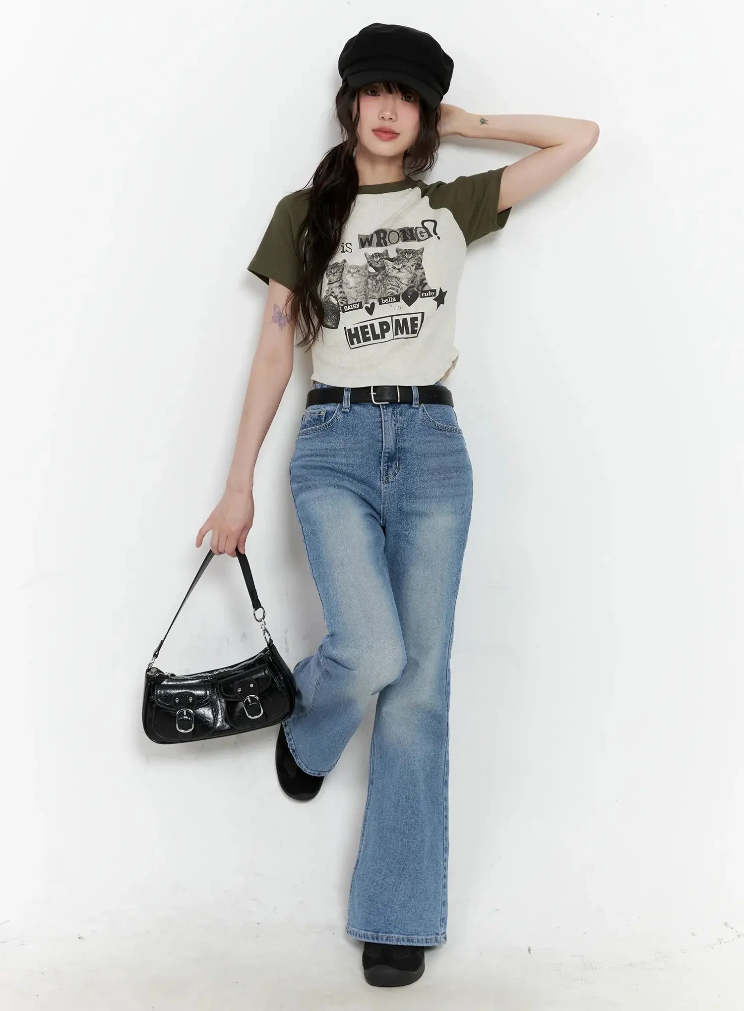 Cat Graphic Raglan Tee IL531