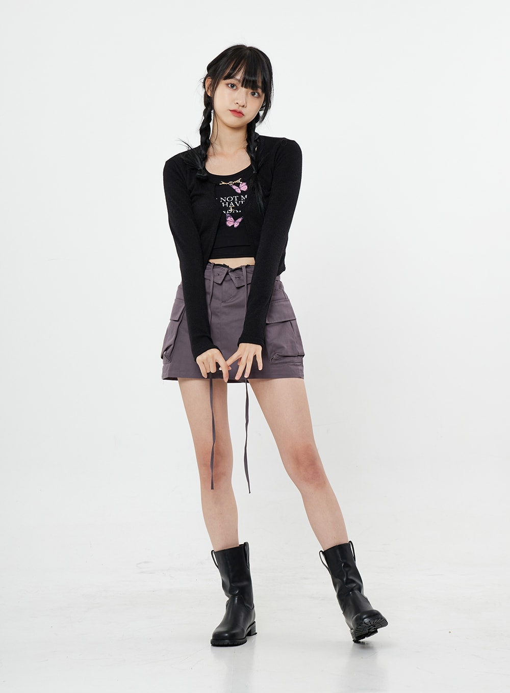 Gold Chain Basic Crop Cardigan BS28