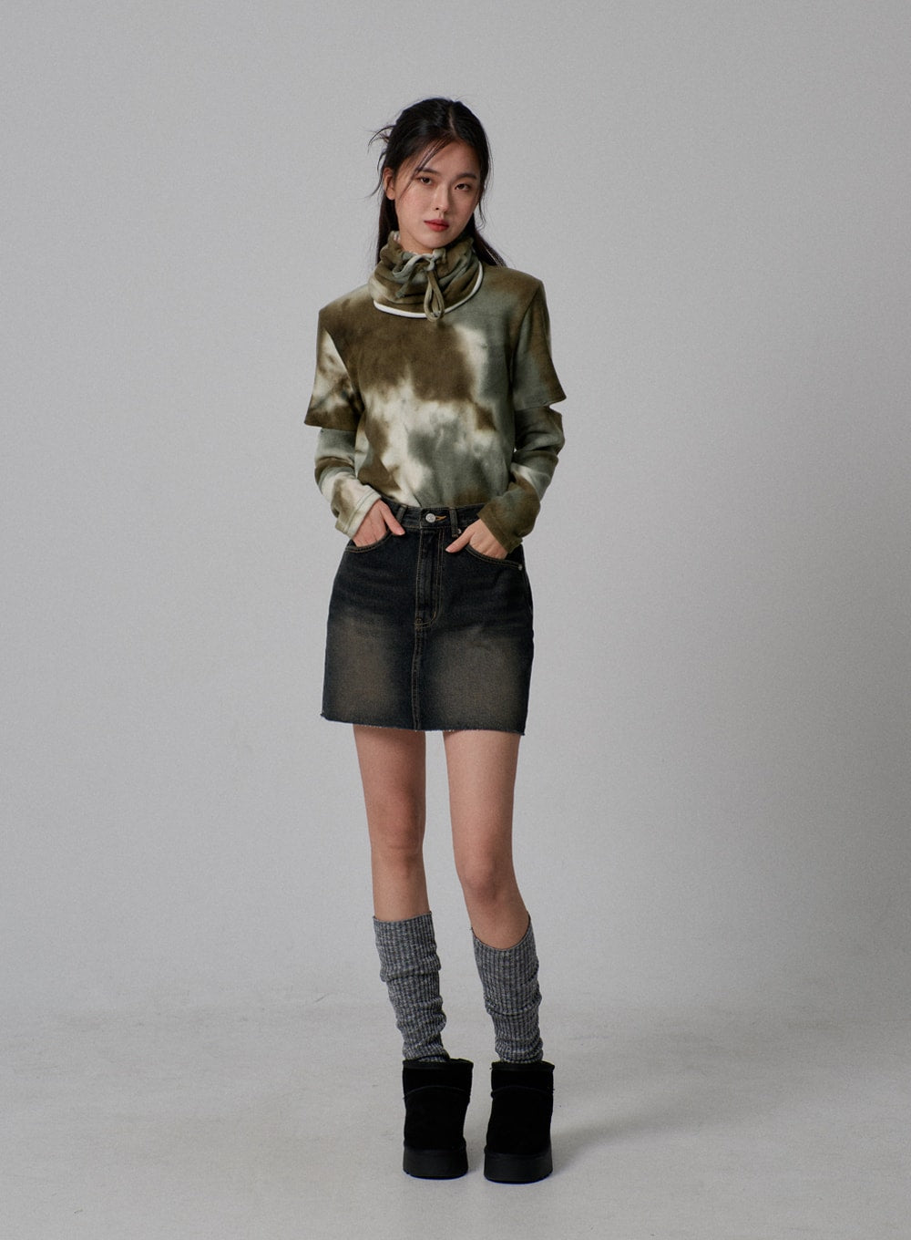 High Waist Denim Mini Skirt IJ310