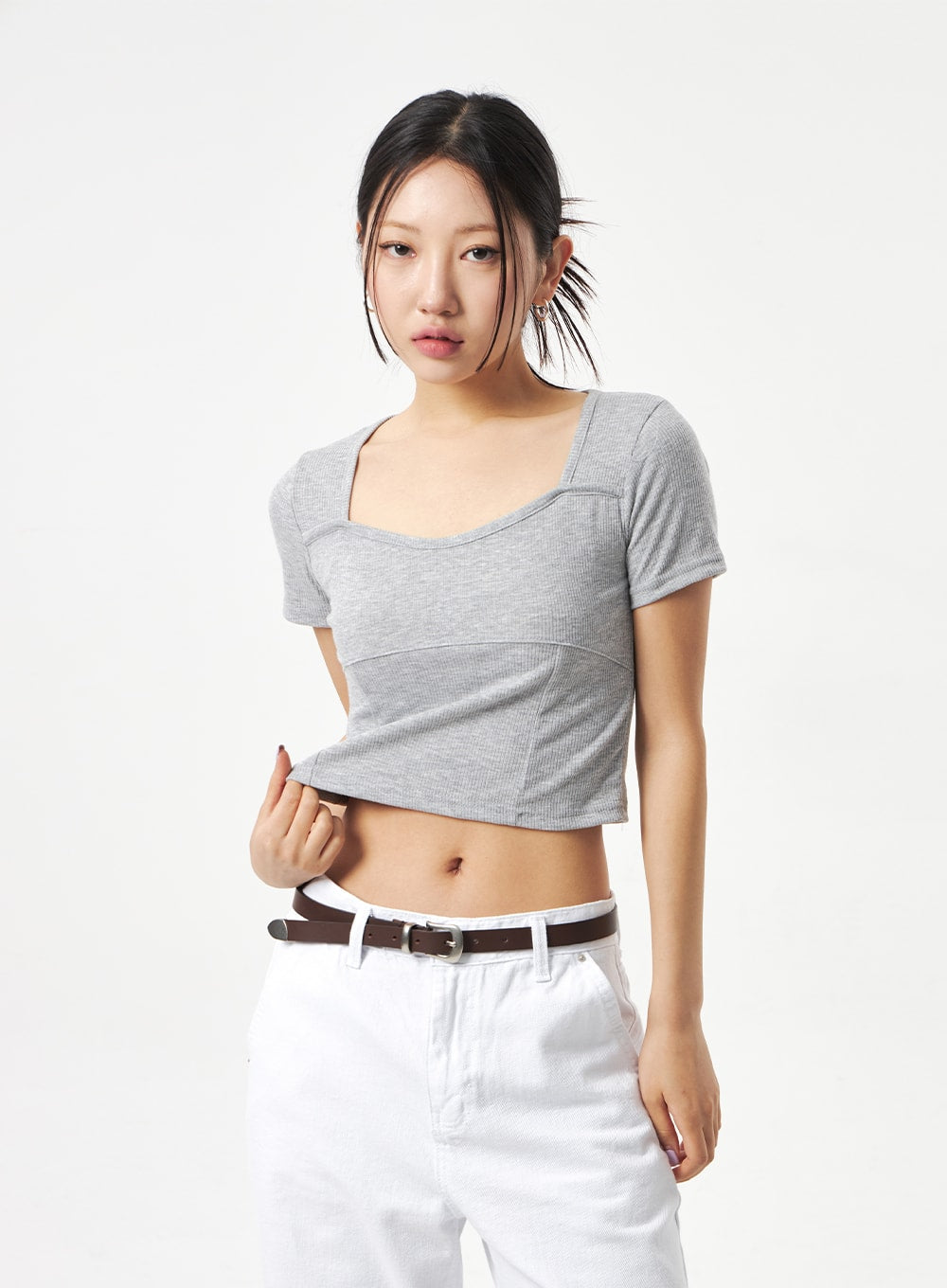 Heart Neck Cropped Tee CA320
