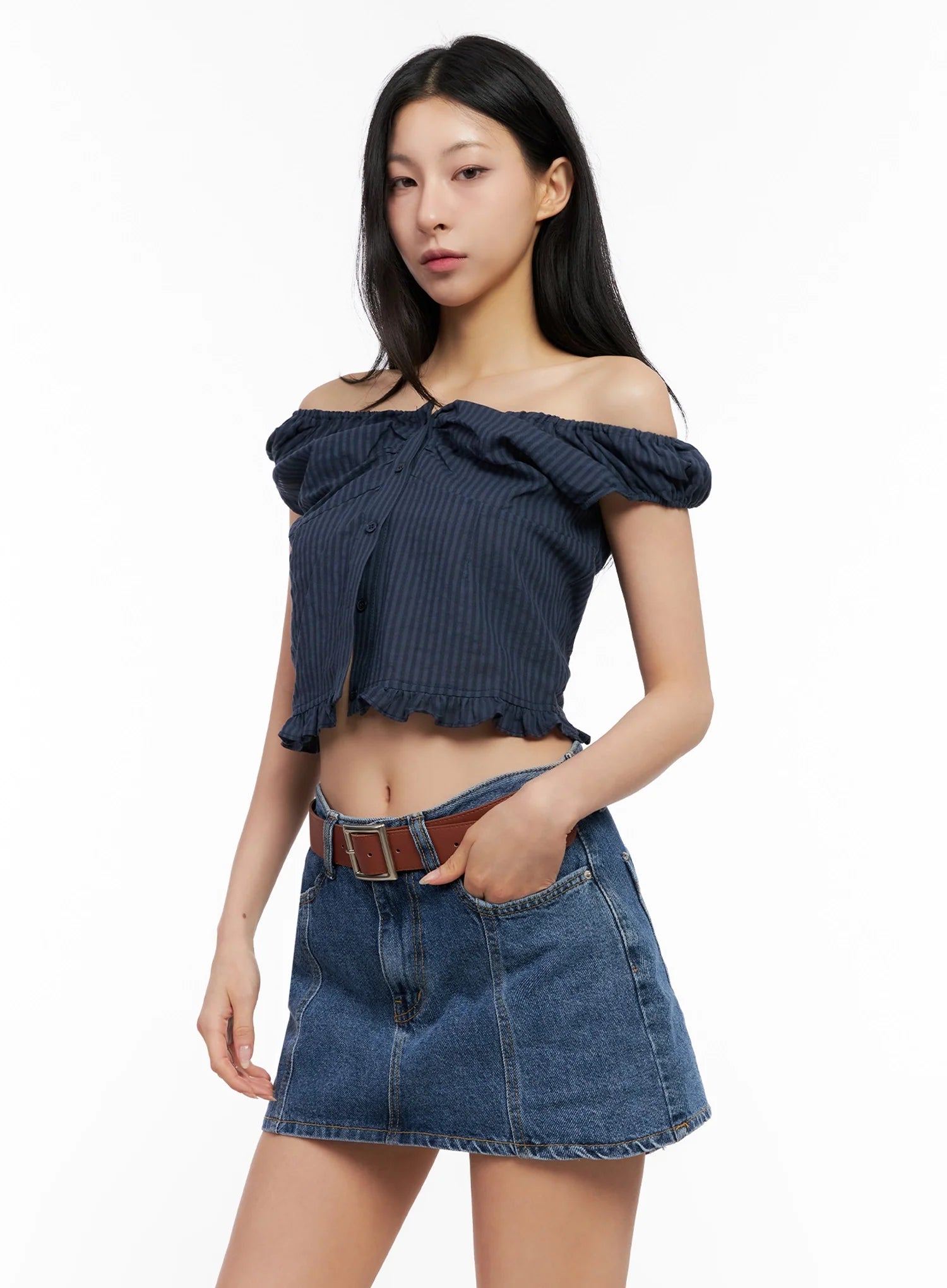 Off-Shoulder Puff-Sleeve Blouse IG508